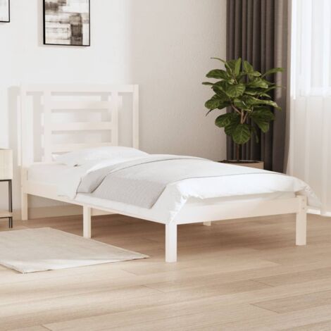 Cadre de lit sans matelas-Structure de lit blanc 90x190 cm bois de pin massif 337258 (1/5)
