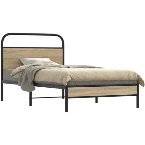 Cadre de lit sans matelas-Structure de lit 100x200 cm chêne fumé bois ingénierie 784302 (1/5)
