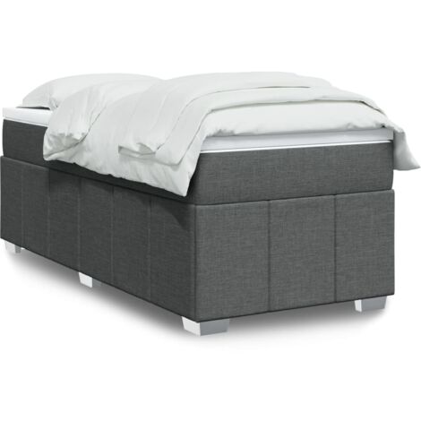 Sommier à lattes de lit et matelas-Cadre de lit Gris foncé 90x190 cm Tissu 852754 (1/5)