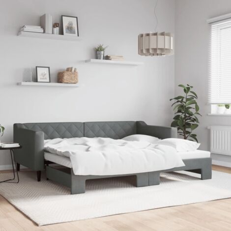 Lit de jour avec gigogne sans matelas-Canapé-lit gris foncé 90x190 cm 589986 (1/5)