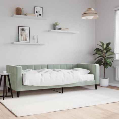 Lit de jour avec matelas-Canapé-lit gris clair 80x200 cm velours 200495 (1/5)