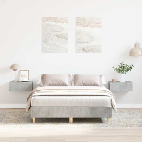 Cadre de lit sans matelas-Structure de lit gris béton 135x190 cm bois ingénierie 966892 (1/5)