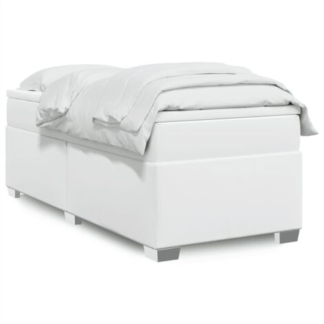 Sommier à lattes de lit avec matelas-Cadre de lit Blanc 90x190 cm Similicuir 413115 (1/5)