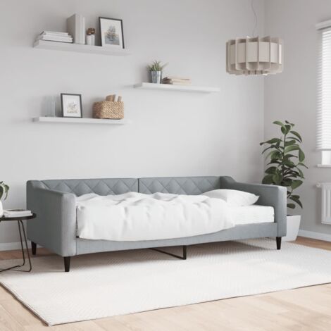 Lit de jour avec matelas-Canapé-lit gris clair 90x200 cm tissu 843098 (1/5)