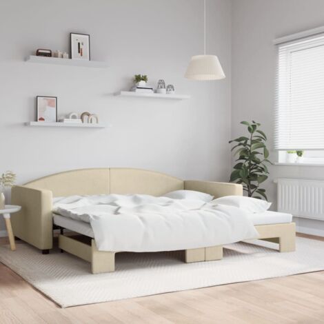 Lit de jour avec lit gigogne-Canapé-lit crème 100x200 cm tissu 486983 (1/5)