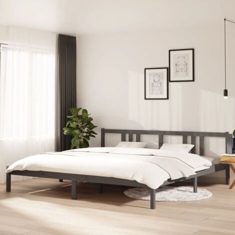 Cadre de lit sans matelas-Structure de lit bois massif gris 200x200 cm 112084 (1/5)