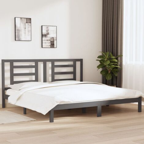 Cadre de lit sans matelas-Structure de lit gris 200x200 cm bois massif de pin 278224 (1/5)