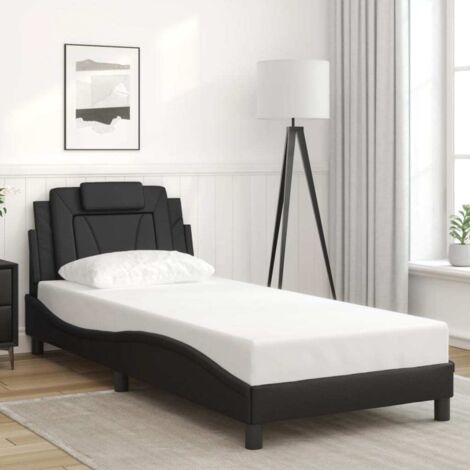 Cadre de lit sans matelas-Structure de lit noir 90x190 cm similicuir 186716 (1/5)