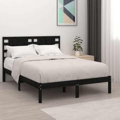 Cadre de lit sans matelas-Structure de lit noir 140x190 cm bois de pin massif 166600 (1/5)