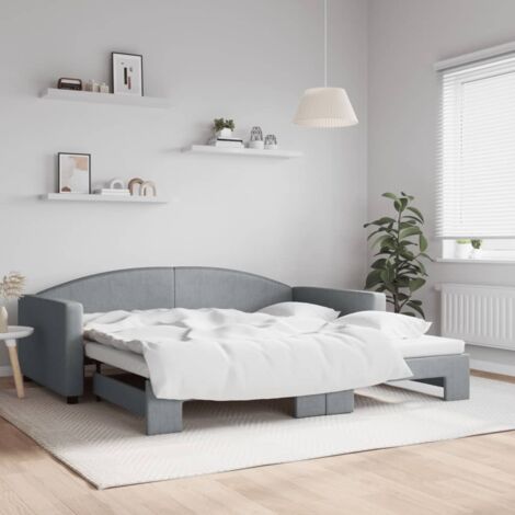 Lit de jour avec gigogne sans matelas-Canapé-lit gris clair 100x200 cm 786707 (1/5)