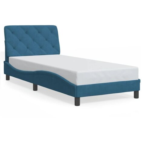 Lit avec matelas-Structure de lit-Lit Adulte bleu 90x190 cm velours 538805 (1/5)