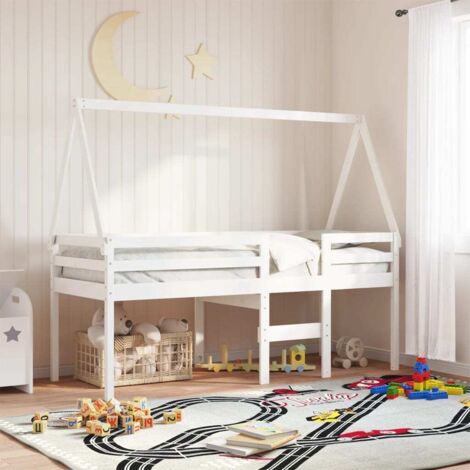 Lit haut sans matelas-Lit Adulte blanc 80x200 cm bois de pin massif 403896 (1/5)