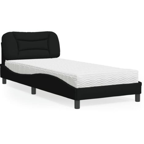 Lit avec matelas-Structure de lit-Lit Adulte noir 80x200 cm tissu 442265 (1/5)