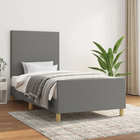 Cadre de lit sans matelas-Structure de lit gris foncé 90x190 cm tissu 975270 (1/5)