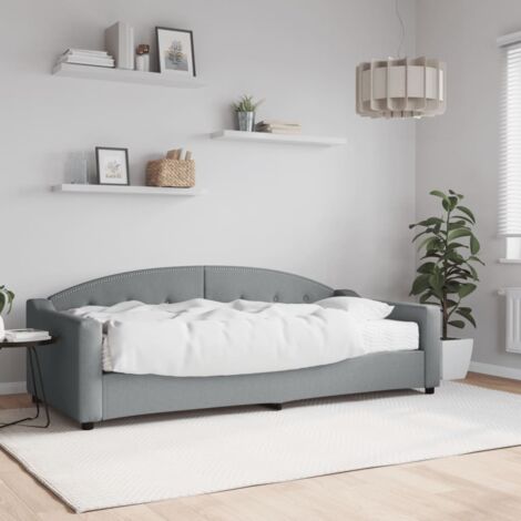 Lit de jour avec matelas-Canapé-lit gris clair 90x200 cm tissu 215780 (1/5)