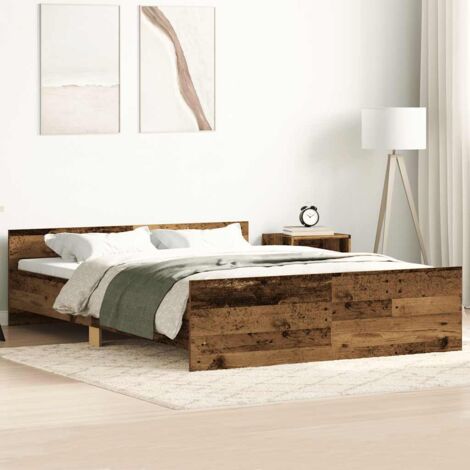 Cadre de lit sans matelas-Structure de lit vieux bois 120x200 cm bois ingénierie 535105 (1/5)