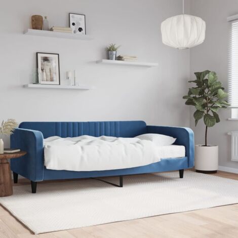 Lit de jour avec matelas-Canapé-lit bleu 100x200 cm velours 307464 (1/5)