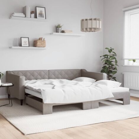 Lit de jour avec lit gigogne-Canapé-lit taupe 100x200 cm tissu 368776 (1/5)