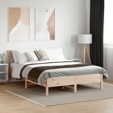 Cadre de lit sans matelas-Structure de lit 160x200 cm bois massif de pin 471674 (1/5)