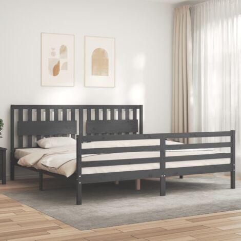 Cadre de lit sans matelas-Structure de lit gris 200x200 cm bois massif 978791 (1/5)