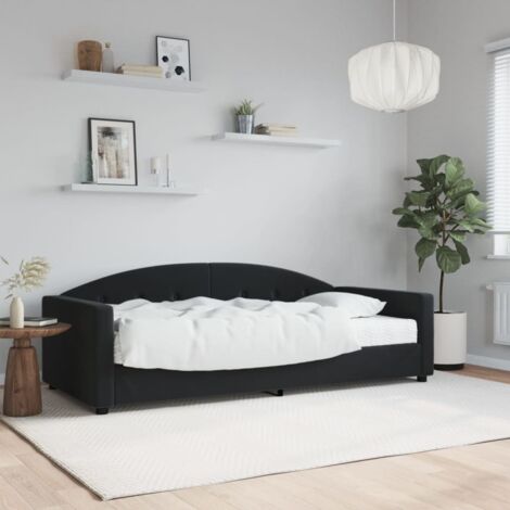 Lit de jour avec matelas-Canapé-lit noir 90x190 cm velours 330305 (1/5)