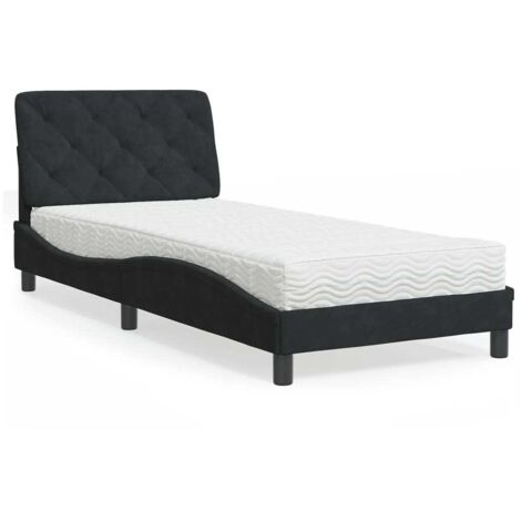 Lit avec matelas-Structure de lit-Lit Adulte noir 80x200 cm velours 250864 (1/5)