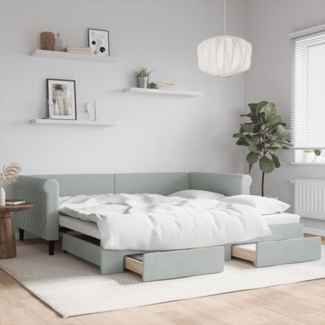 Lit de jour avec gigogne et tiroirs-Canapé-lit avec Rangement sans matelas 100x200 cm 889121 (1/5)