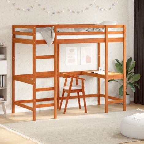 Lit superposé sans matelas-Cadre de lit cire marron 90x200 cm pin massif 458524 (1/5)