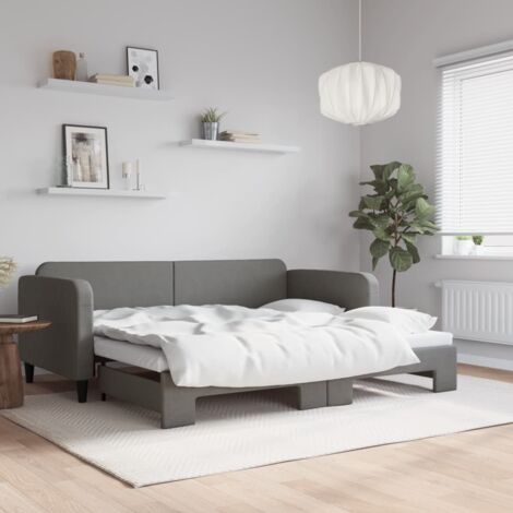 Lit de jour avec gigogne sans matelas-Canapé-lit gris foncé 90x200 cm 395674 (1/5)