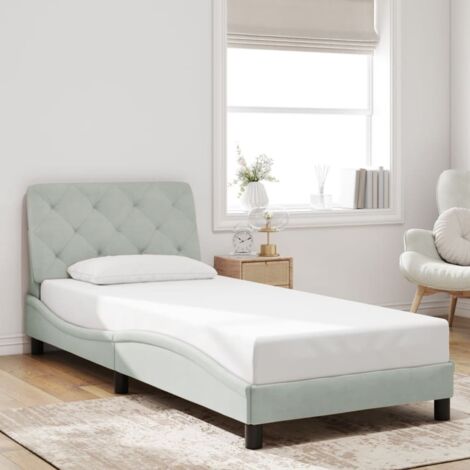 Cadre de lit sans matelas-Structure de lit gris clair 90x200 cm velours 669481 (1/5)