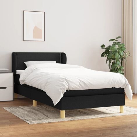 Sommier à lattes de lit et matelas-Cadre de lit Noir 80x200 cm Tissu 325228 (1/5)