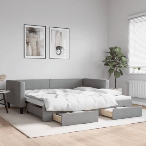 Lit de jour avec gigogne et tiroirs-Canapé-lit avec Rangement sans matelas 100x200 cm 707292 (1/5)