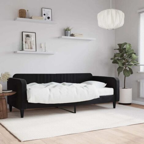 Lit de jour avec matelas-Canapé-lit noir 90x200 cm velours 796743 (1/5)