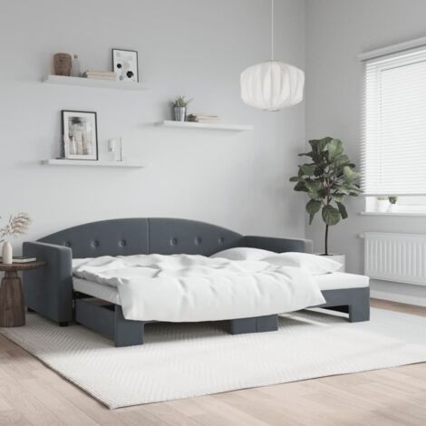 Lit de jour avec gigogne sans matelas-Canapé-lit gris foncé 90x190 cm 147152 (1/5)