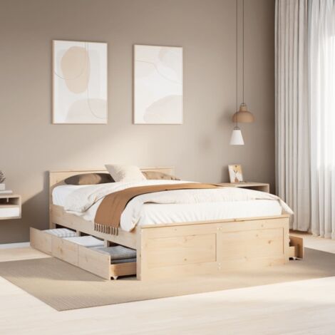 Cadre de lit sans matelas-Structure de lit avec tête de lit blanc 150x200 cm pin 584140 (1/5)