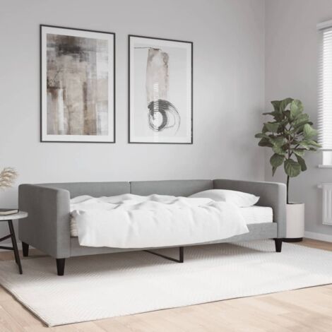 Lit de jour avec matelas-Canapé-lit gris clair 100x200 cm tissu 680139 (1/5)