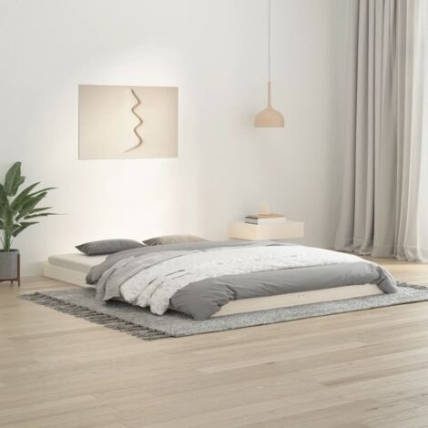 Cadre de lit sans matelas-Structure de lit blanc 140x200 cm bois de pin massif 932446 (1/5)