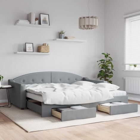 Lit de jour avec gigogne et tiroirs-Canapé-lit avec Rangement sans matelas 90x200 cm 543223 (1/5)