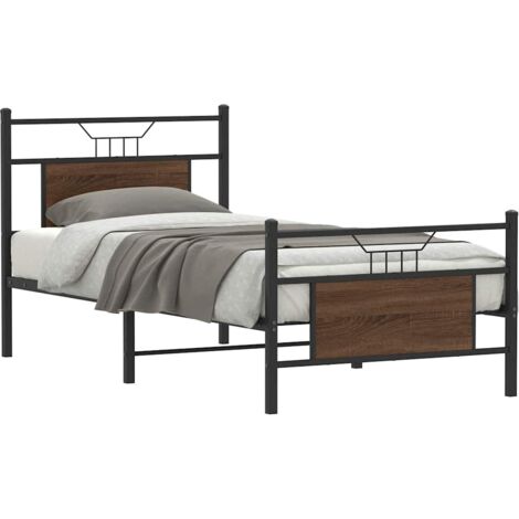 Cadre de lit sans matelas-Structure de lit chêne marron 90x190cm bois ingénierie 113165 (1/5)