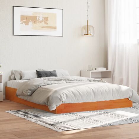 Cadre de lit sans matelas-Structure de lit cire marron 120x190cm bois pin massif 814735 (1/5)