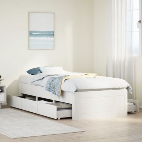 Cadre de lit sans matelas avec tiroirs-Structure de lit avec rangement 90x200 cm bois de pin 392412 (1/5)