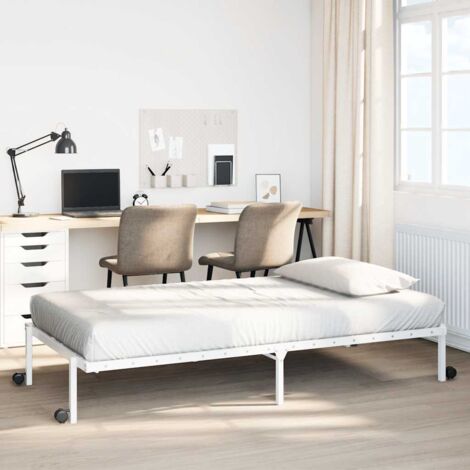 Cadre de lit sans matelas-Structure de lit pliable blanc 90x190 cm acier 176729 (1/5)