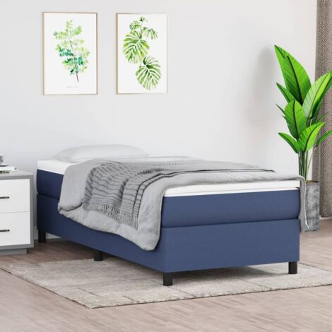 Sommier à lattes de lit avec matelas-Cadre de lit Bleu 90x190 cm Tissu 816594 (1/5)