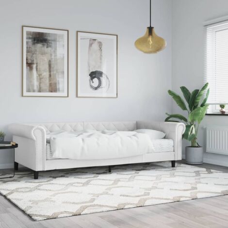 Lit de jour avec matelas-Canapé-lit blanc 90x200 cm similicuir 670409 (1/5)