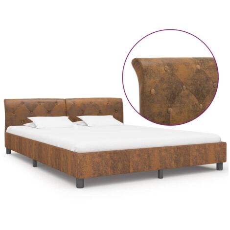 Cadre de lit sans matelas-Structure de lit marron similicuir daim 180x200 cm 749918 (1/5)