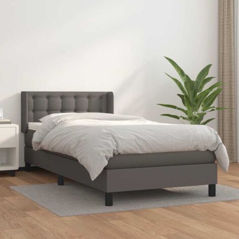 Sommier à lattes de lit avec matelas-Cadre de lit Gris 80x200 cm Similicuir 243873 (1/5)