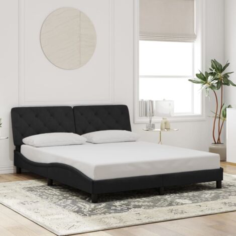 Cadre de lit sans matelas-Structure de lit noir 160x200 cm velours 615743 (1/5)