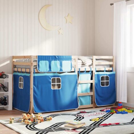 Lit superposé sans matelas-Cadre de lit bleu 80x200 cm bois de pin massif 806356 (1/5)