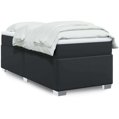 Sommier à lattes de lit avec matelas-Cadre de lit Noir 90x190 cm Similicuir 575697 (1/5)