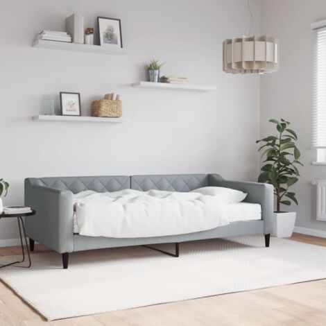 Lit de jour avec matelas-Canapé-lit gris clair 90x190 cm tissu 371586 (1/5)